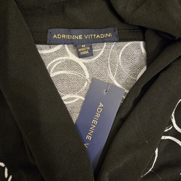 Adrienne Vittadini Sleeveless Scarf Top Size Medium Black & White - Picture 6 of 11
